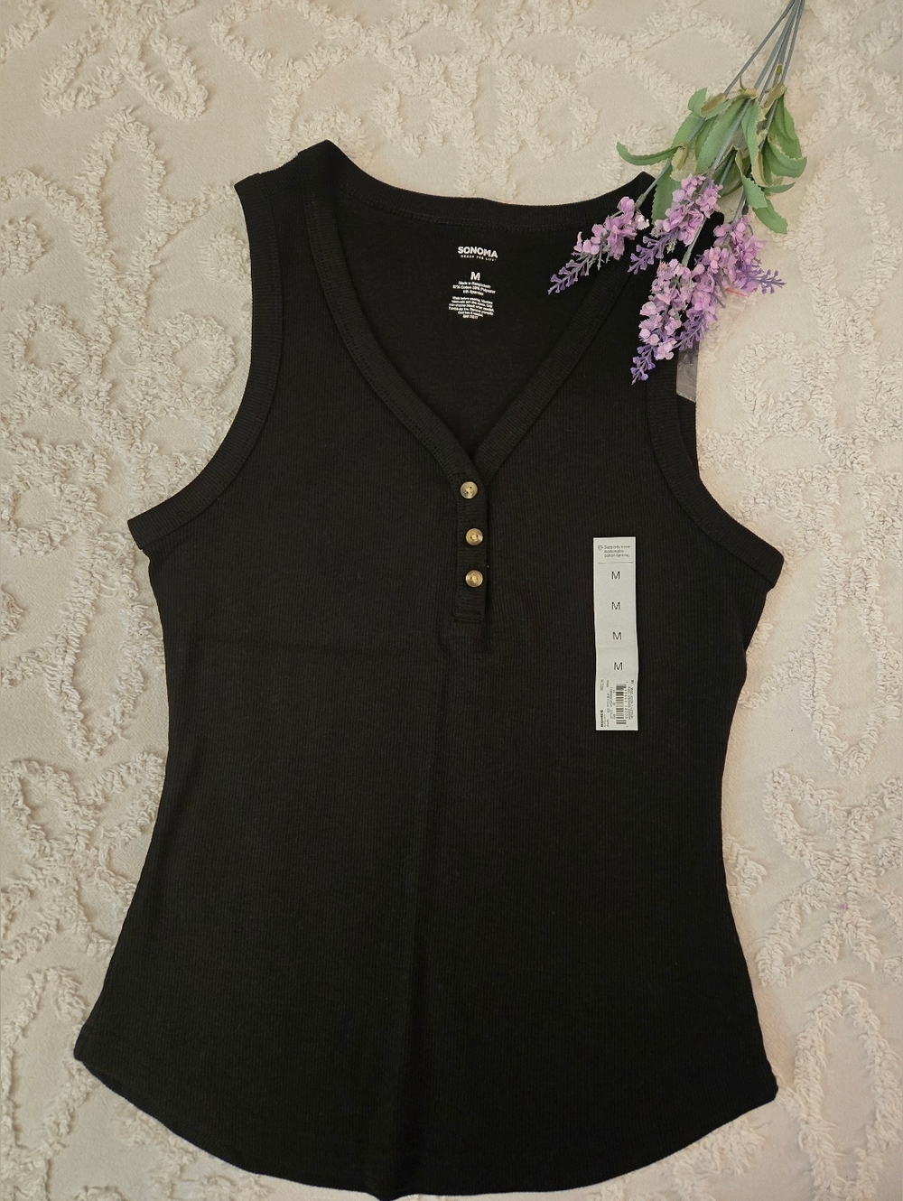 Womens' Ribbed Henley Tank
